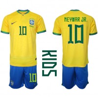 Brasil Neymar Jr #10 Fotballklær Hjemmedraktsett Barn VM 2022 Kortermet (+ korte bukser)